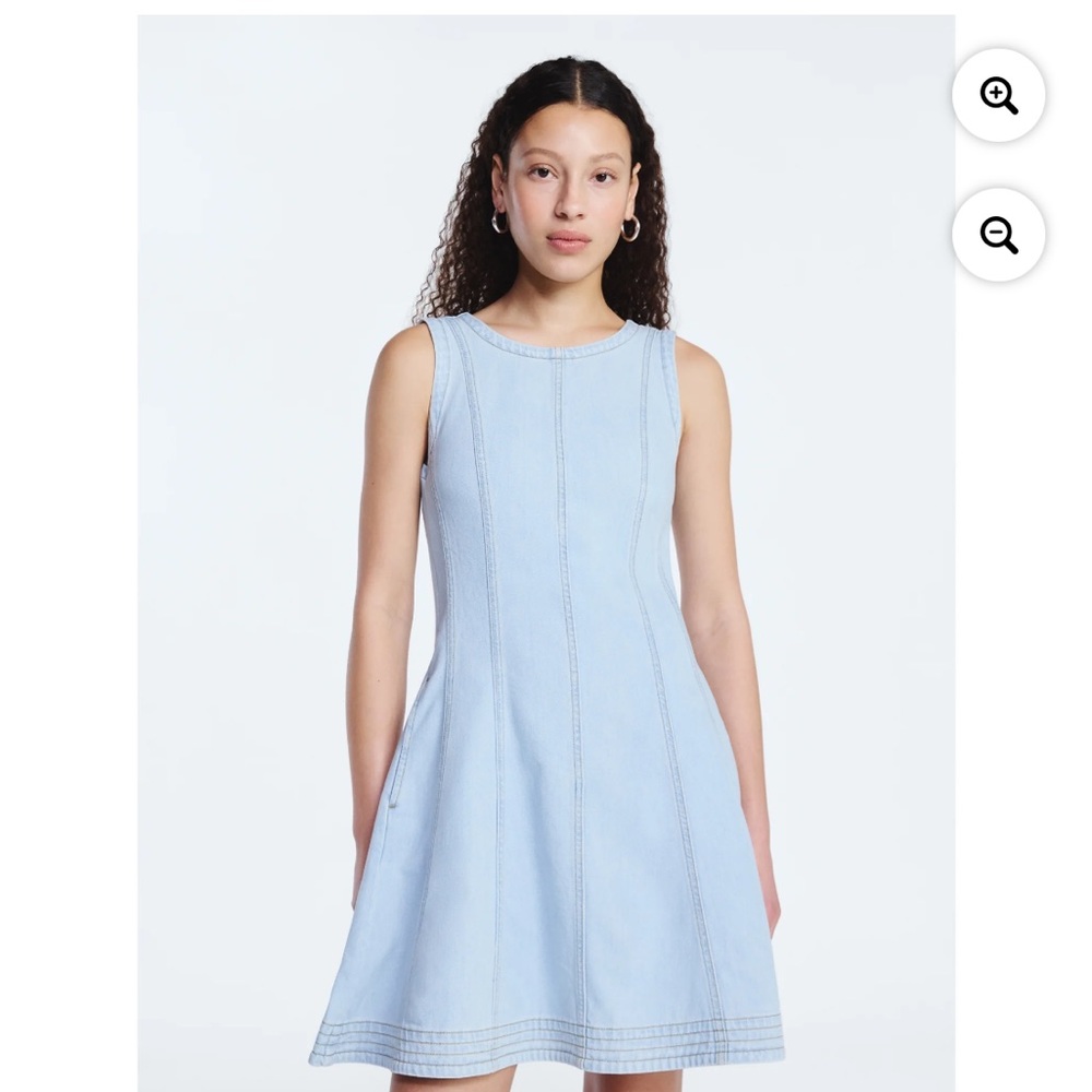 Sleeveless Light Blue A-Line Denim Dress